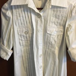 Bebe White Blouse, Pleated, Size XS